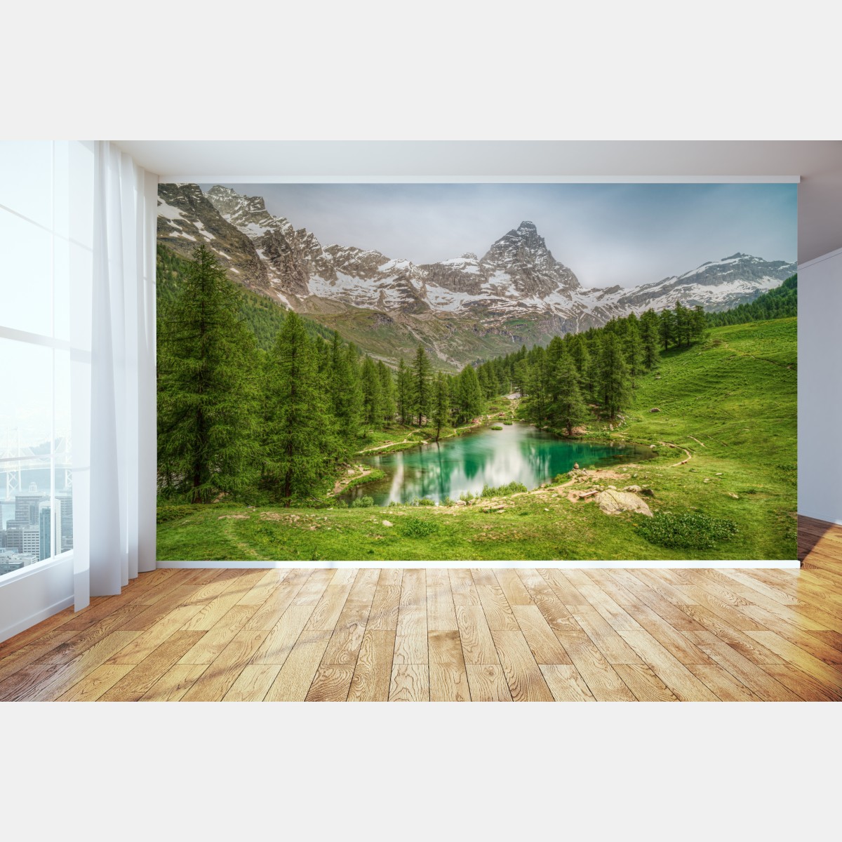 Fototapete türkisfarbener alpensee bei Cervinia – Wallnifity®