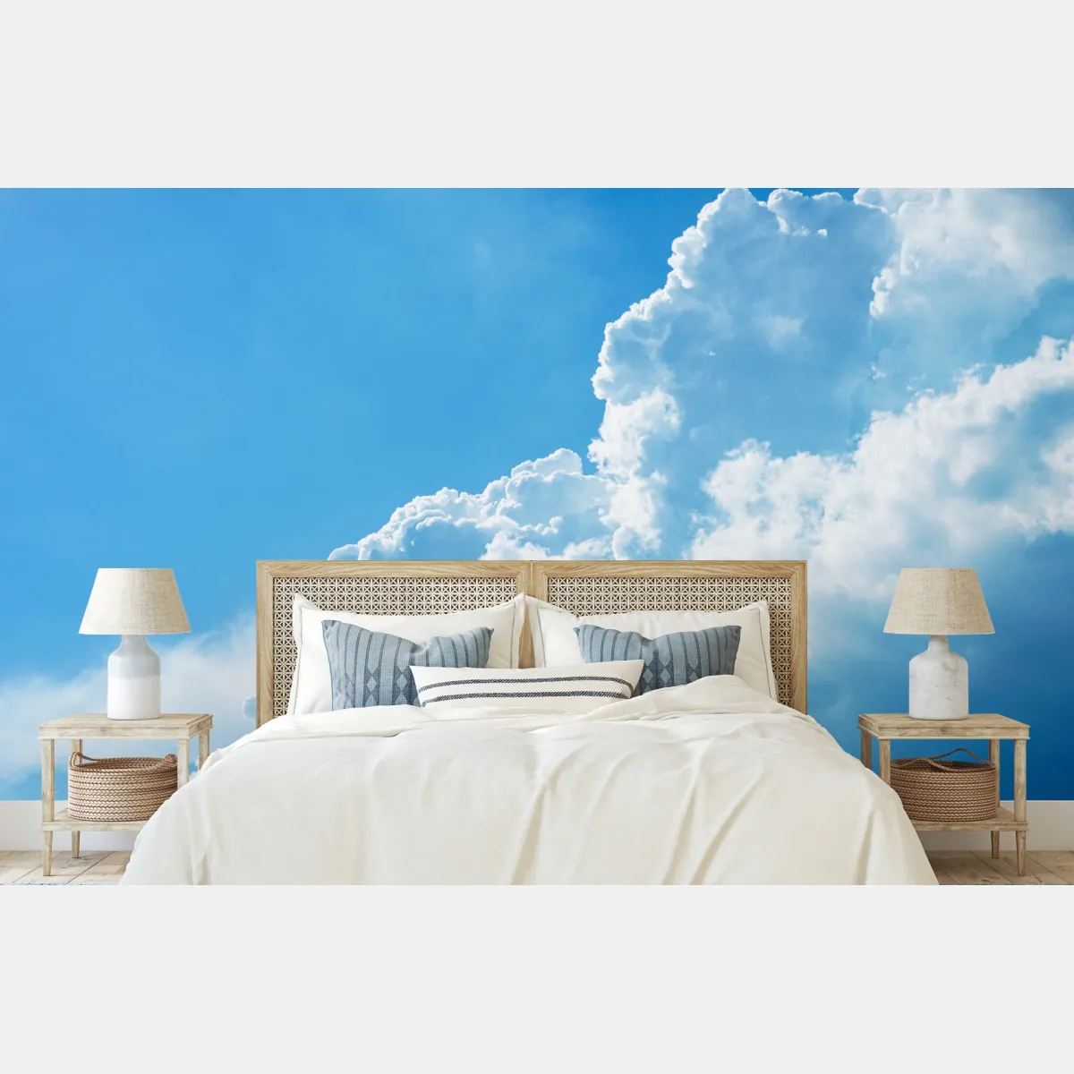 Fototapete sanfter blauer himmel mit fluffigen wolken – Wallnifity®