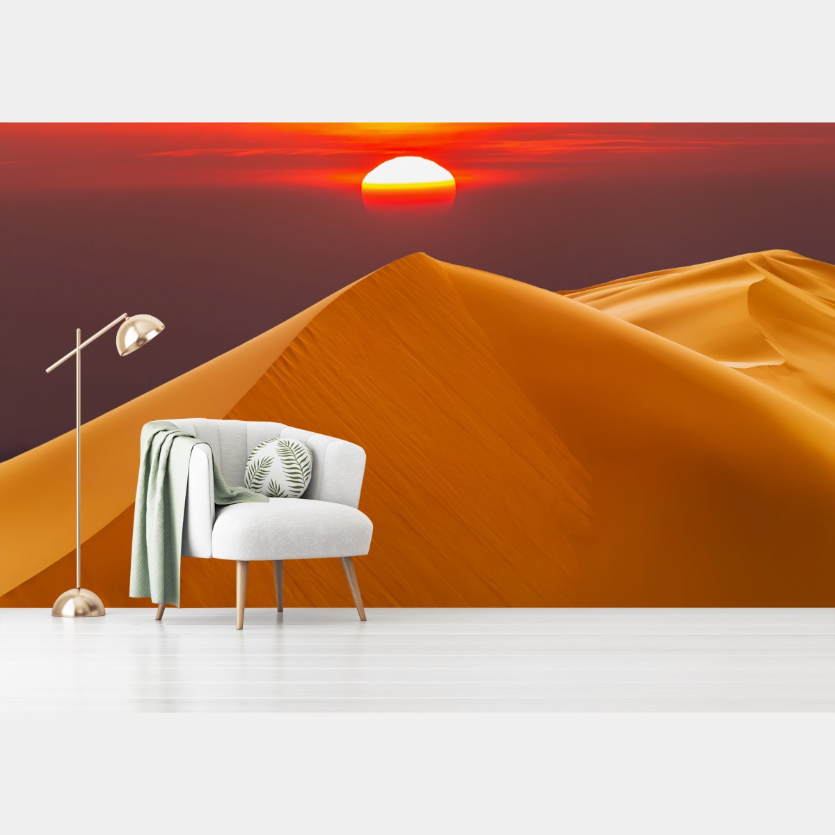 Fototapete goldener sonnenuntergang über sanddünen – Wallnifity®