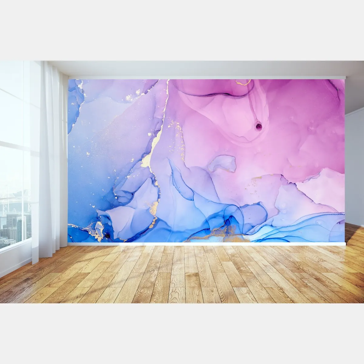 Fototapete rosa und blaue marmorierte abstraktion – Wallnifity®