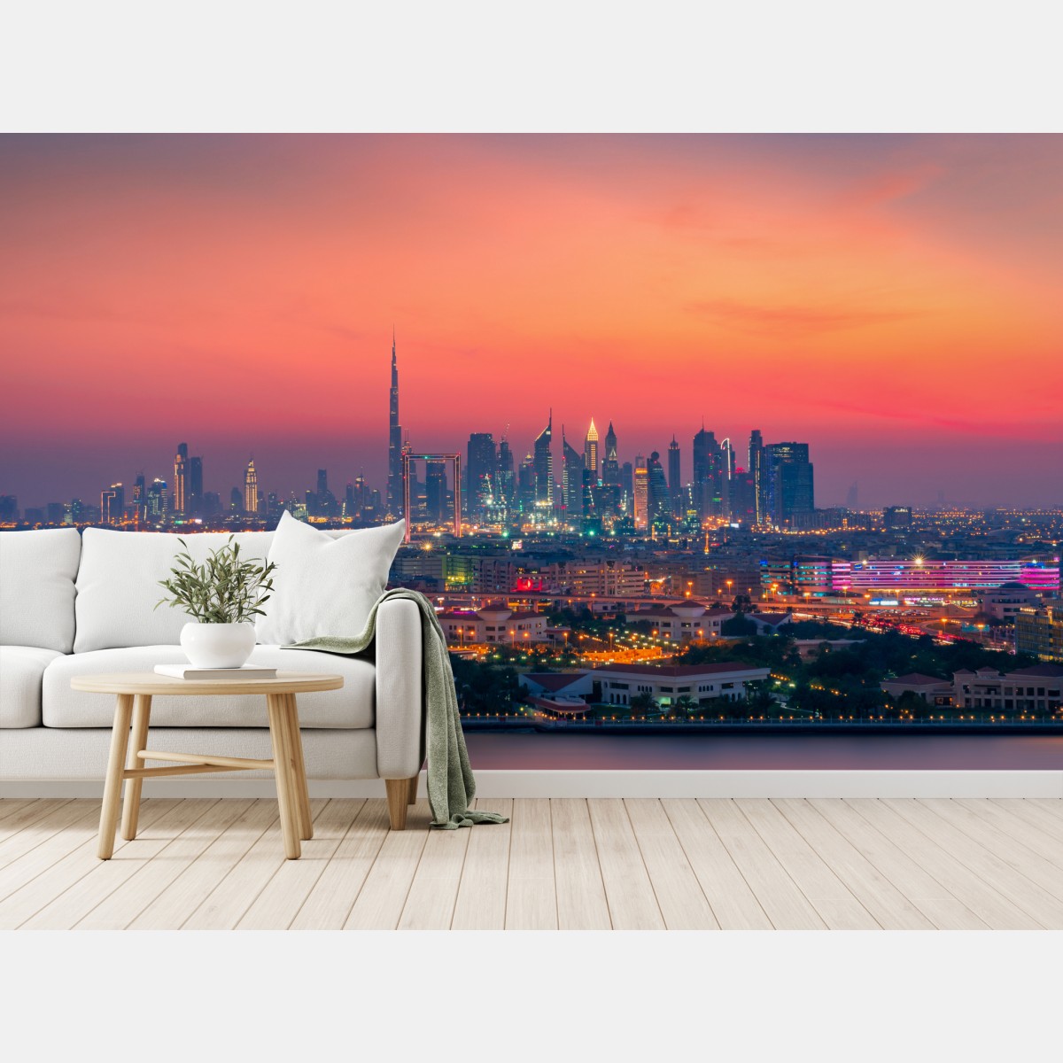 Fototapete Dubai skyline bei sonnenuntergang – Wallnifity®