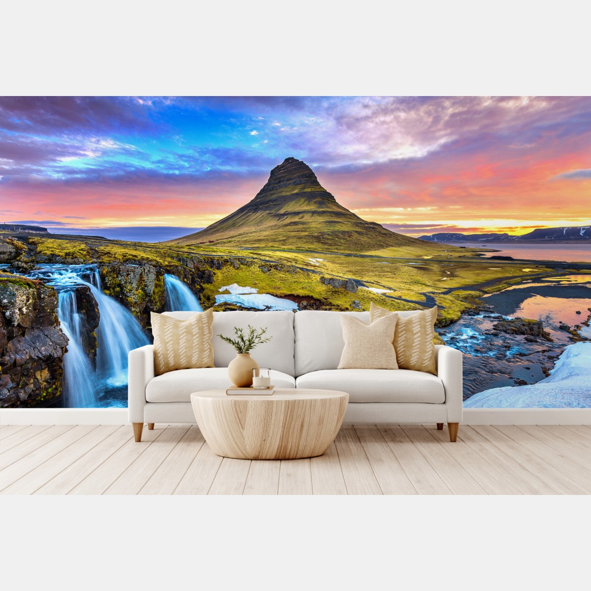 Fototapete Kirkjufell sonnenaufgang berglandschaft – Wallnifity®