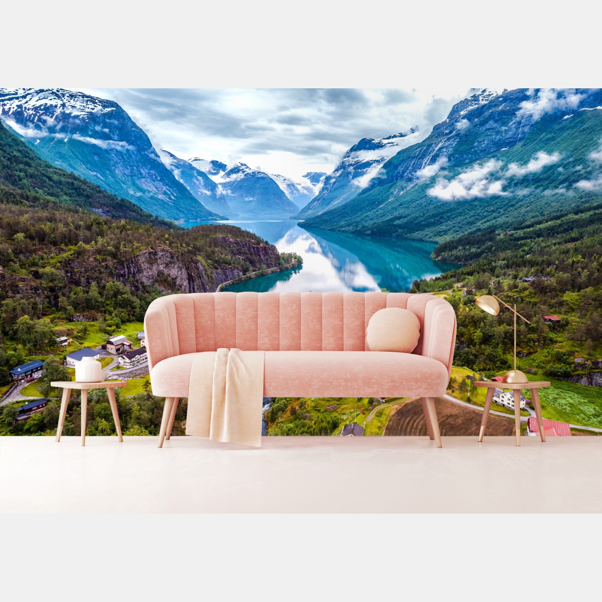 Fototapete Norwegen fjord aus der luft – Wallnifity®