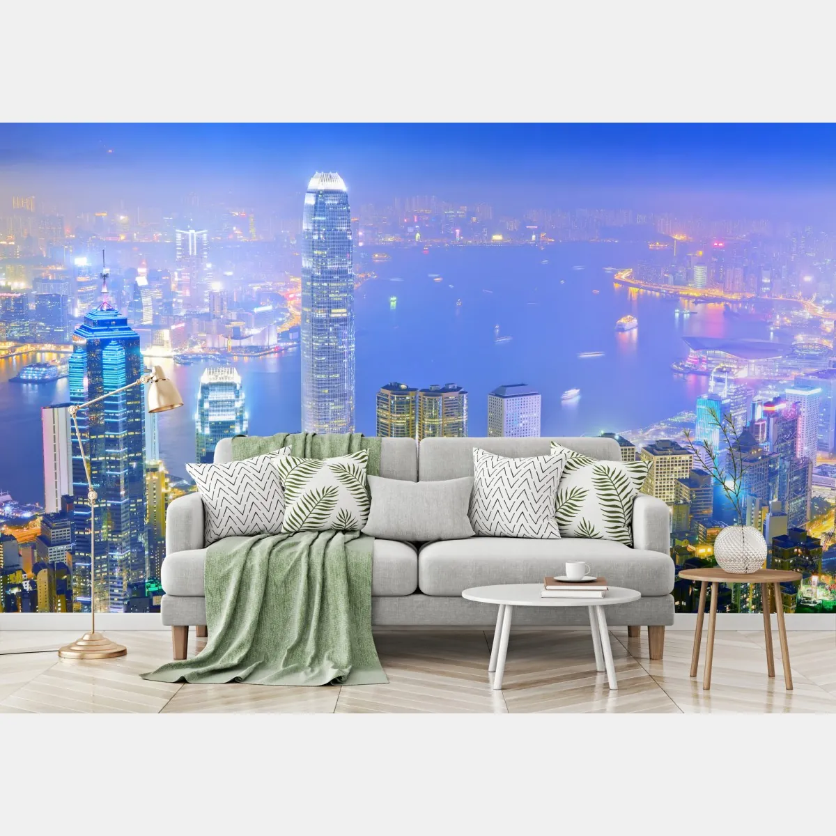 Fototapete Hong Kong skyline bei nacht – Wallnifity®