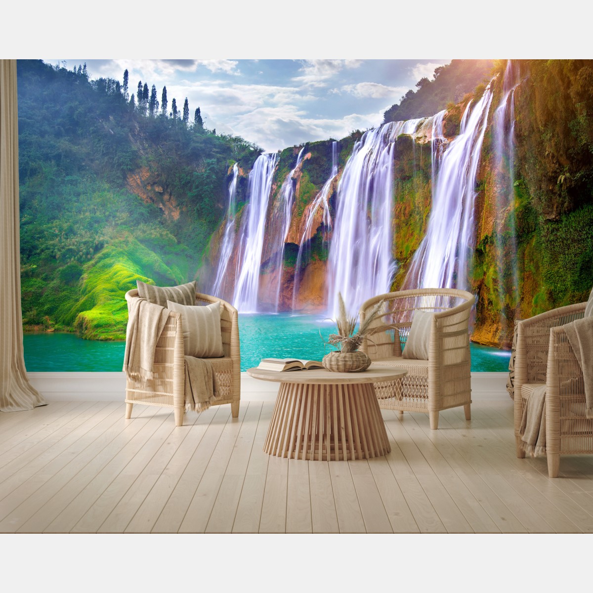 Fototapete Jiulong wasserfall türkis kaskade in Luoping, China – Wallnifity®