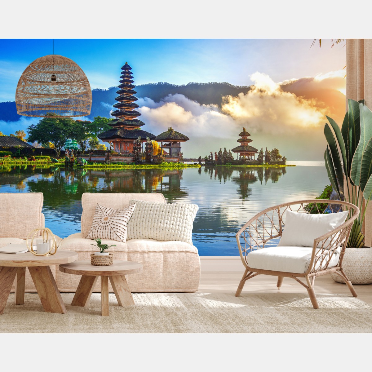 Fototapete Pura Ulun Danu Bratan bei sonnenaufgang – Wallnifity®