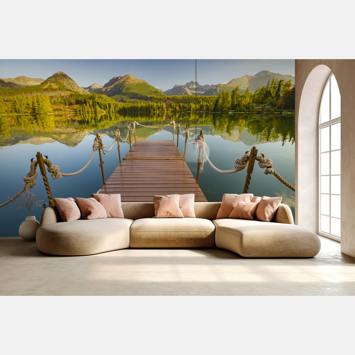 Fototapete steg am see Strbske Pleso – Wallnifity®