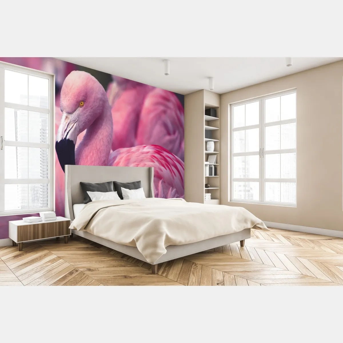 Fototapete rosa flamingo-porträt – Wallnifity®