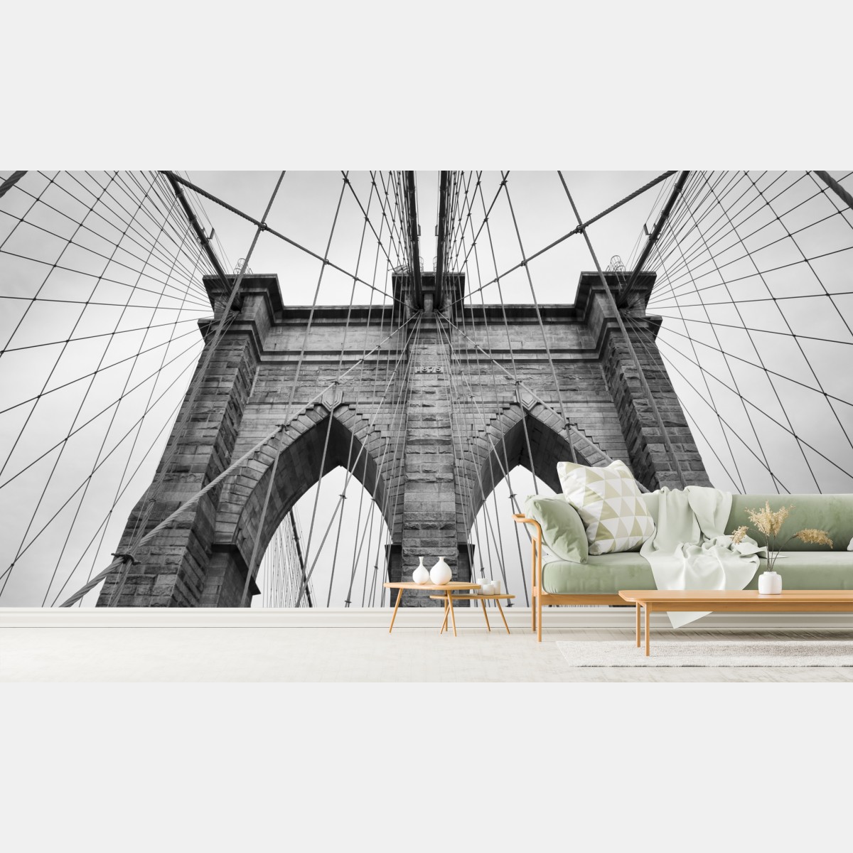 Fototapete monochrome hängebrücke aus grafischer perspektive – Wallnifity®