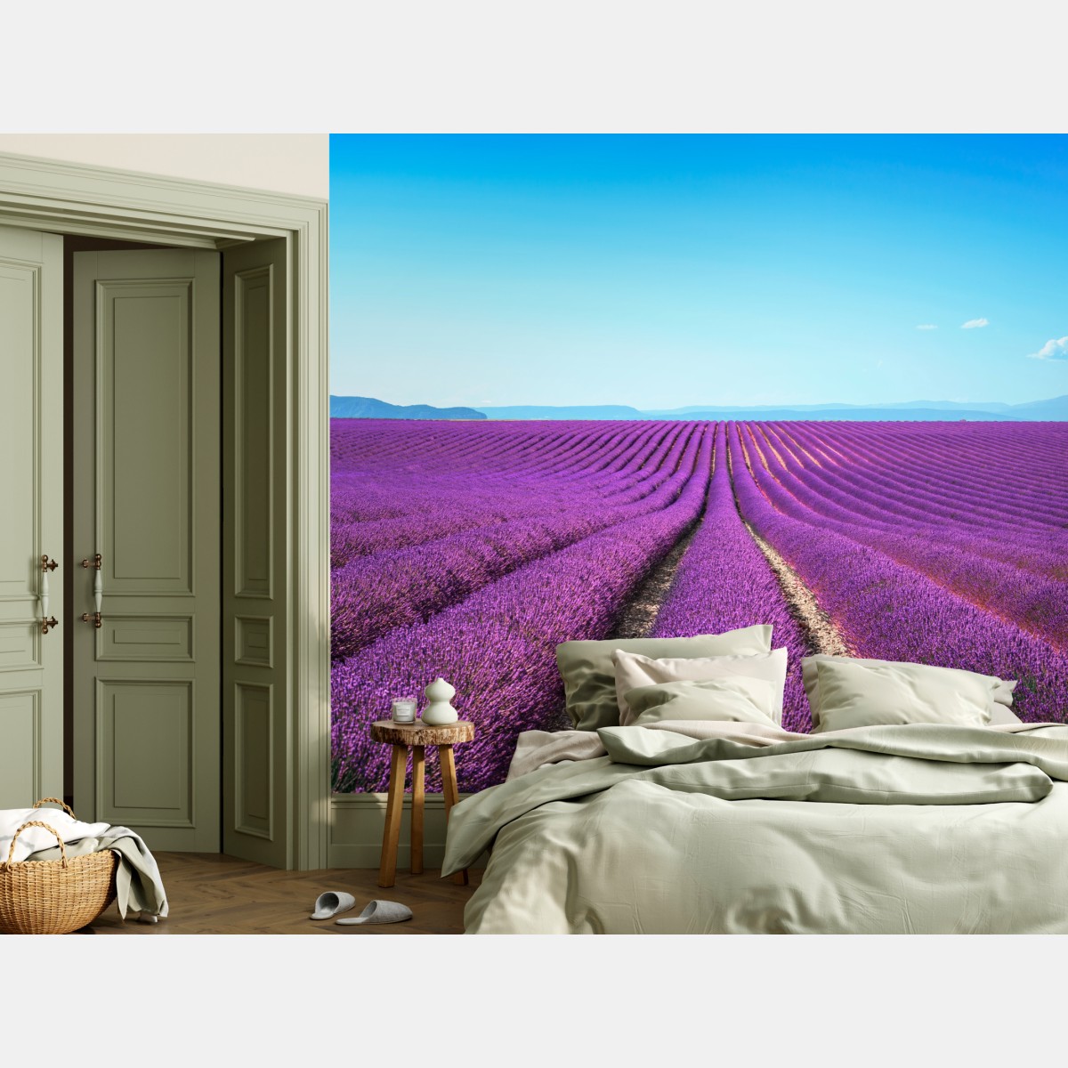 Fototapete lavendelfelder unter blauem himmel – Wallnifity®