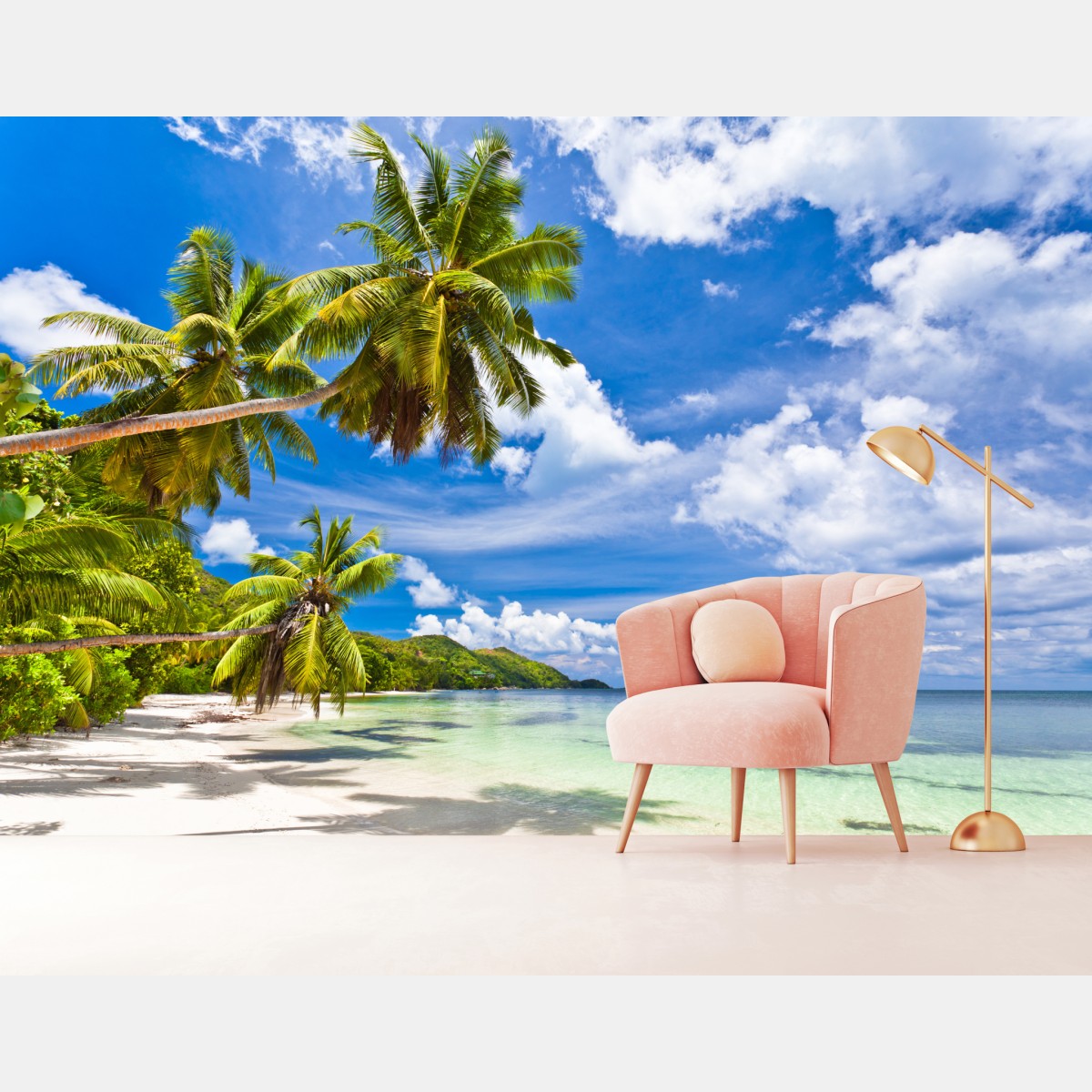 Fototapete tropischer strand mit palmen – Wallnifity®