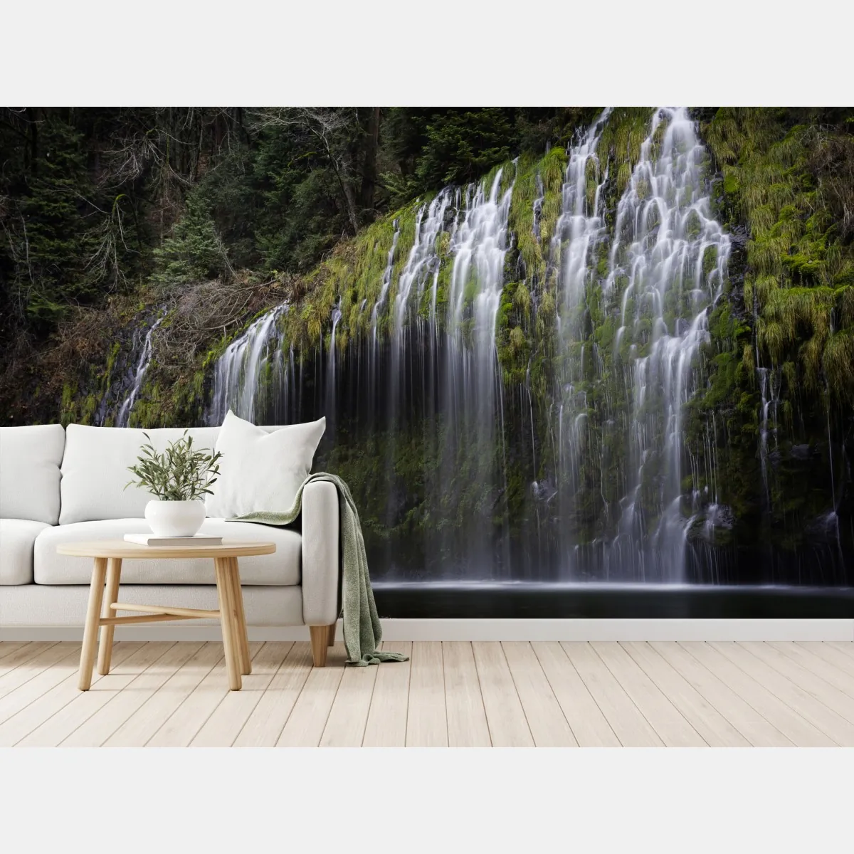 Fototapete moosiger wasserfall im wald – Wallnifity®