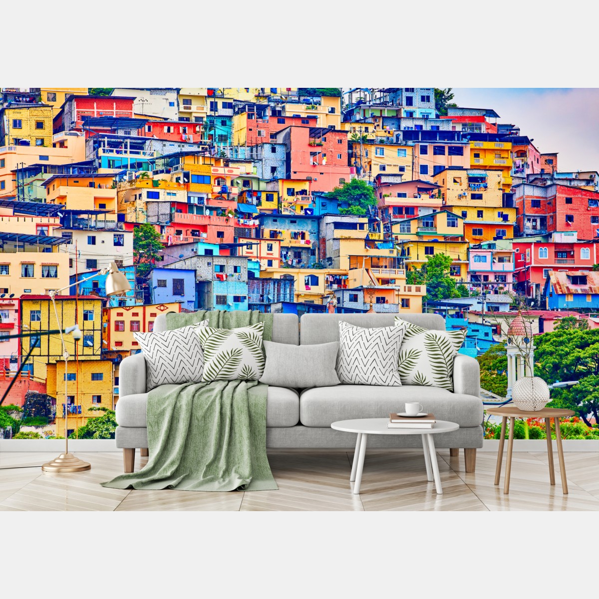 Fototapete bunte häuser von Las Peñas am Santa Ana hügel, Guayaquil – Wallnifity®