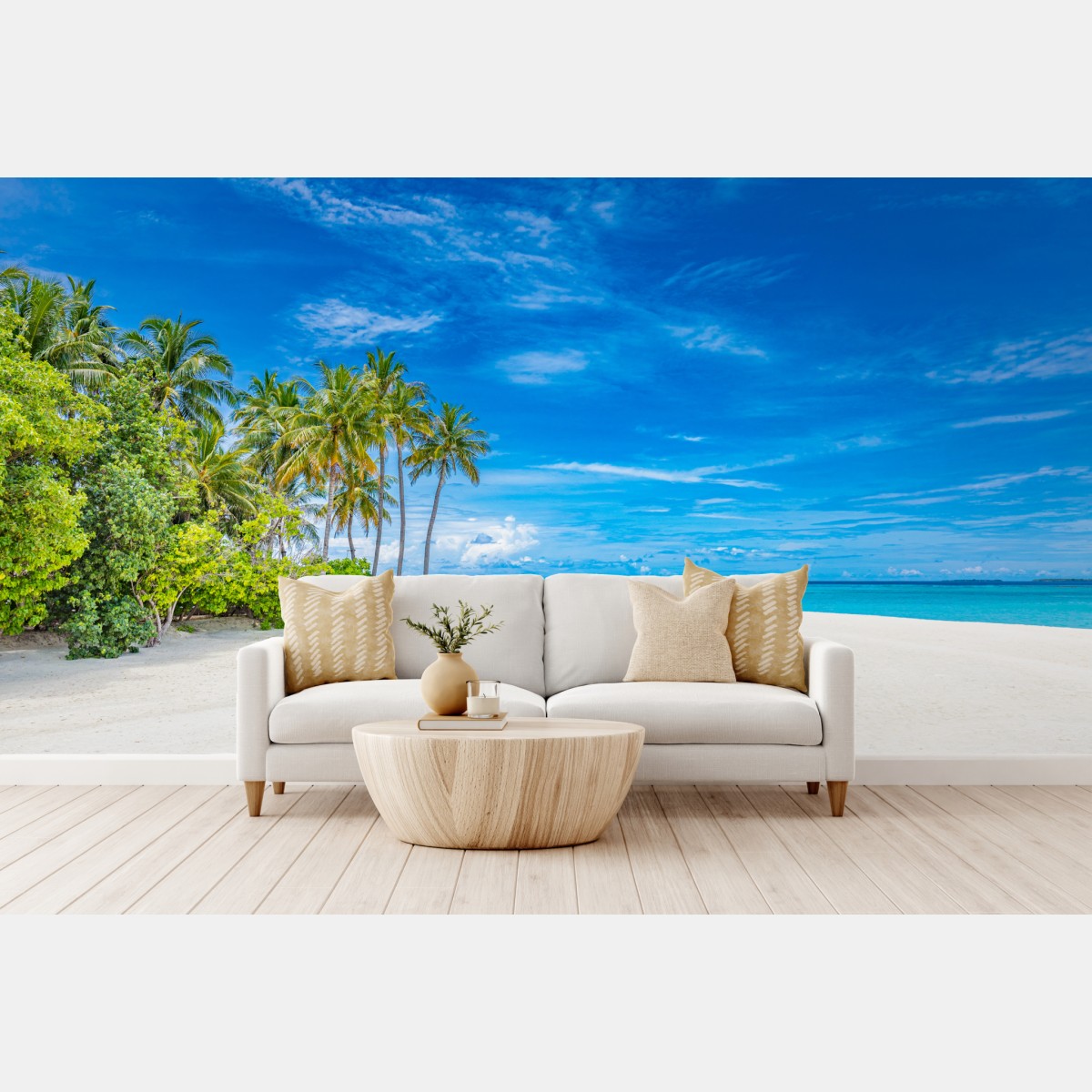 Fototapete tropischer strand mit palmen – Wallnifity®