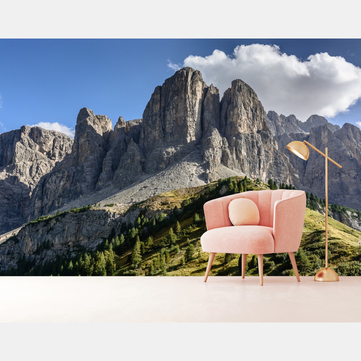 Fototapete majestätische gipfel über grünen hügeln – Wallnifity®