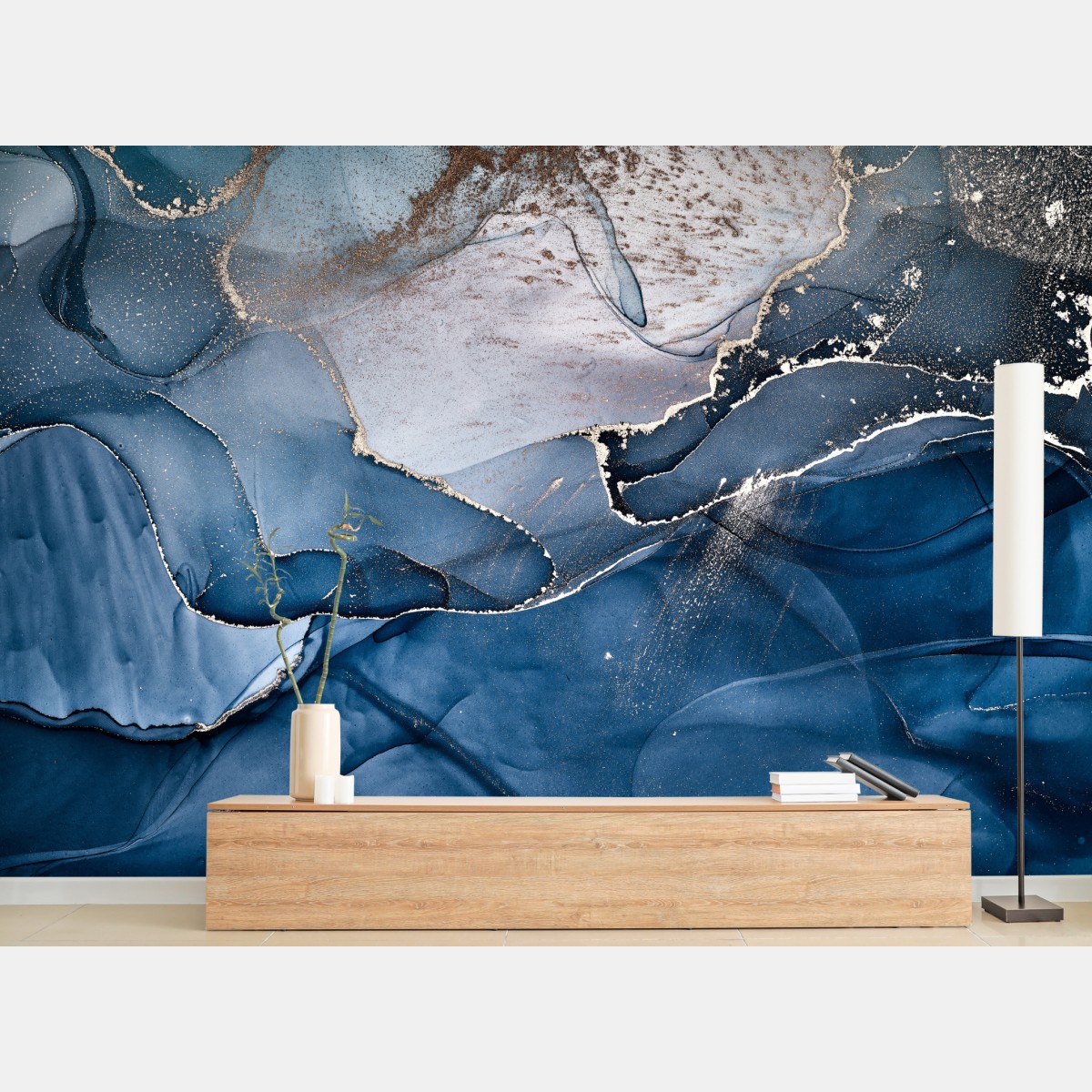 Fototapete tiefblauer marmor abstrakt – Wallnifity®
