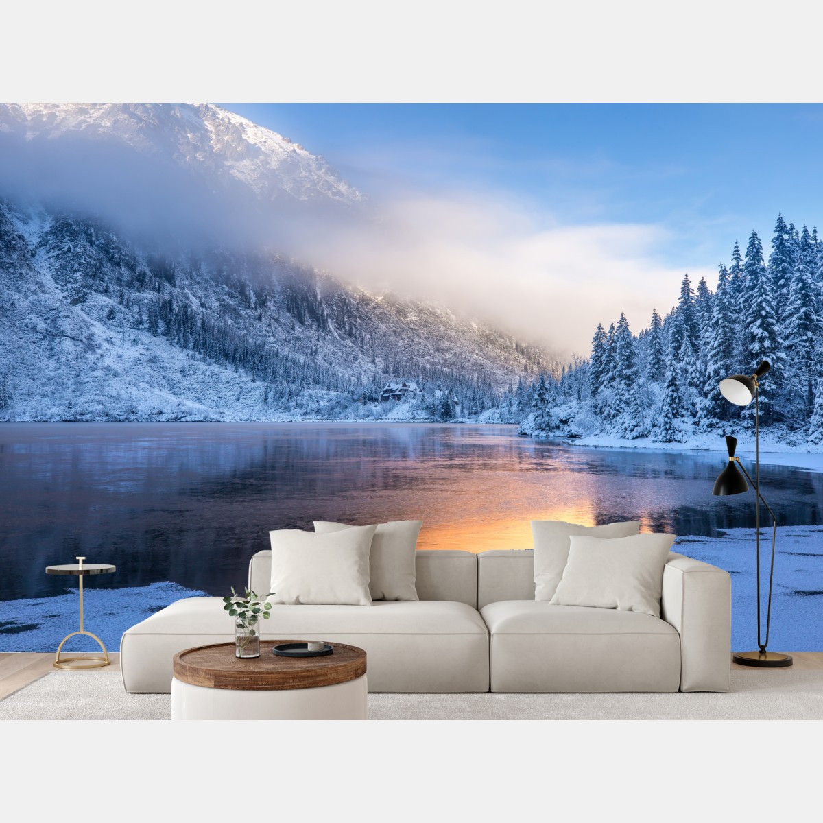 Fototapete winterlicher sonnenaufgang in der Hohen Tatra – Wallnifity®