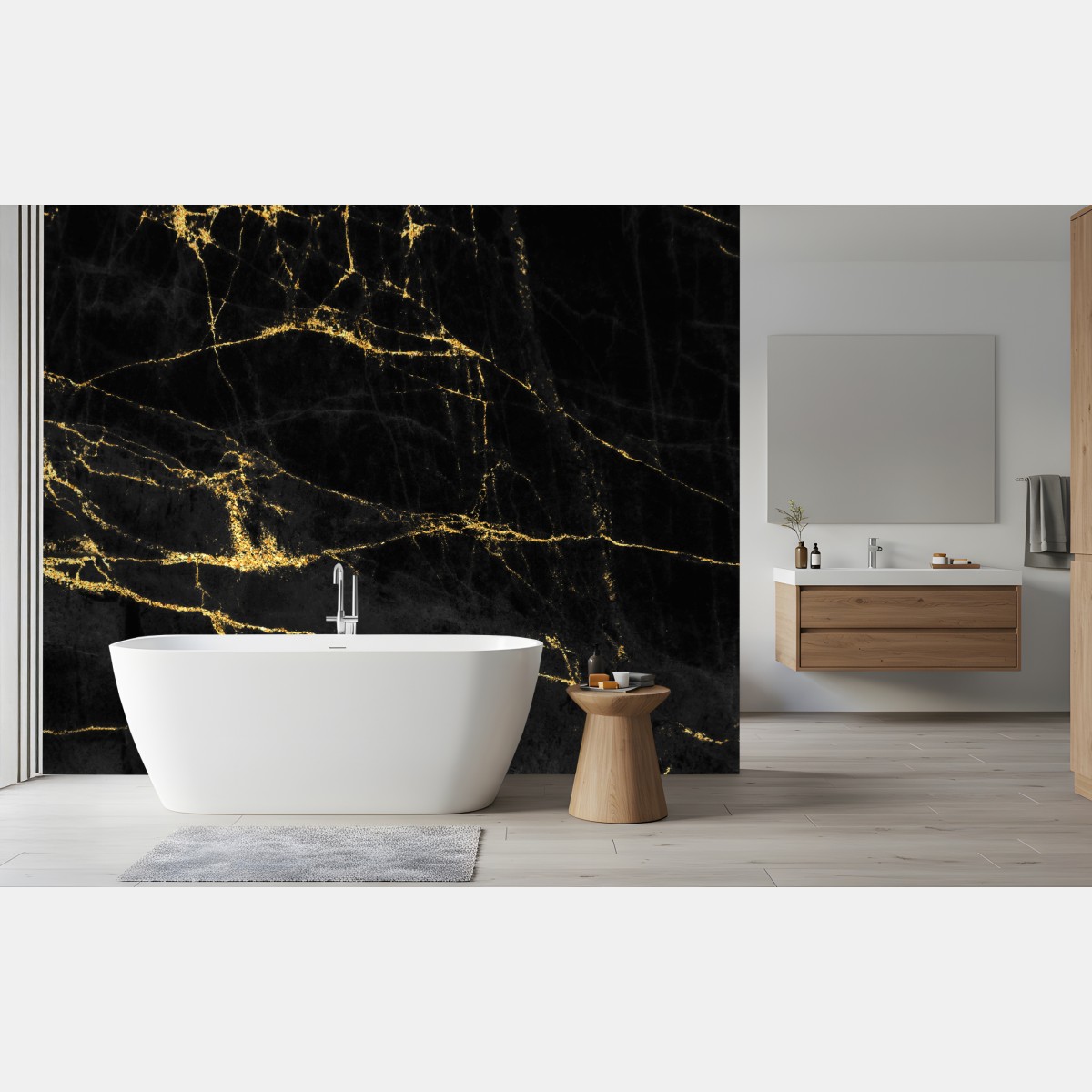 Fototapete schwarzer marmor mit goldenen adern – Wallnifity®