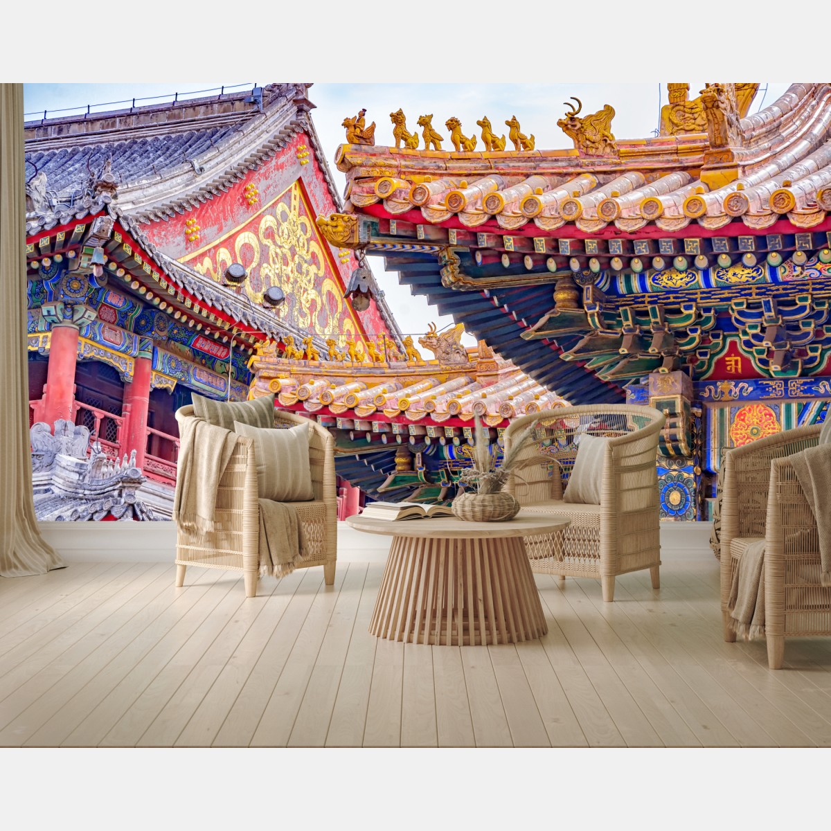 Fototapete verziertes dach des Lama Temple, Beijing – Wallnifity®