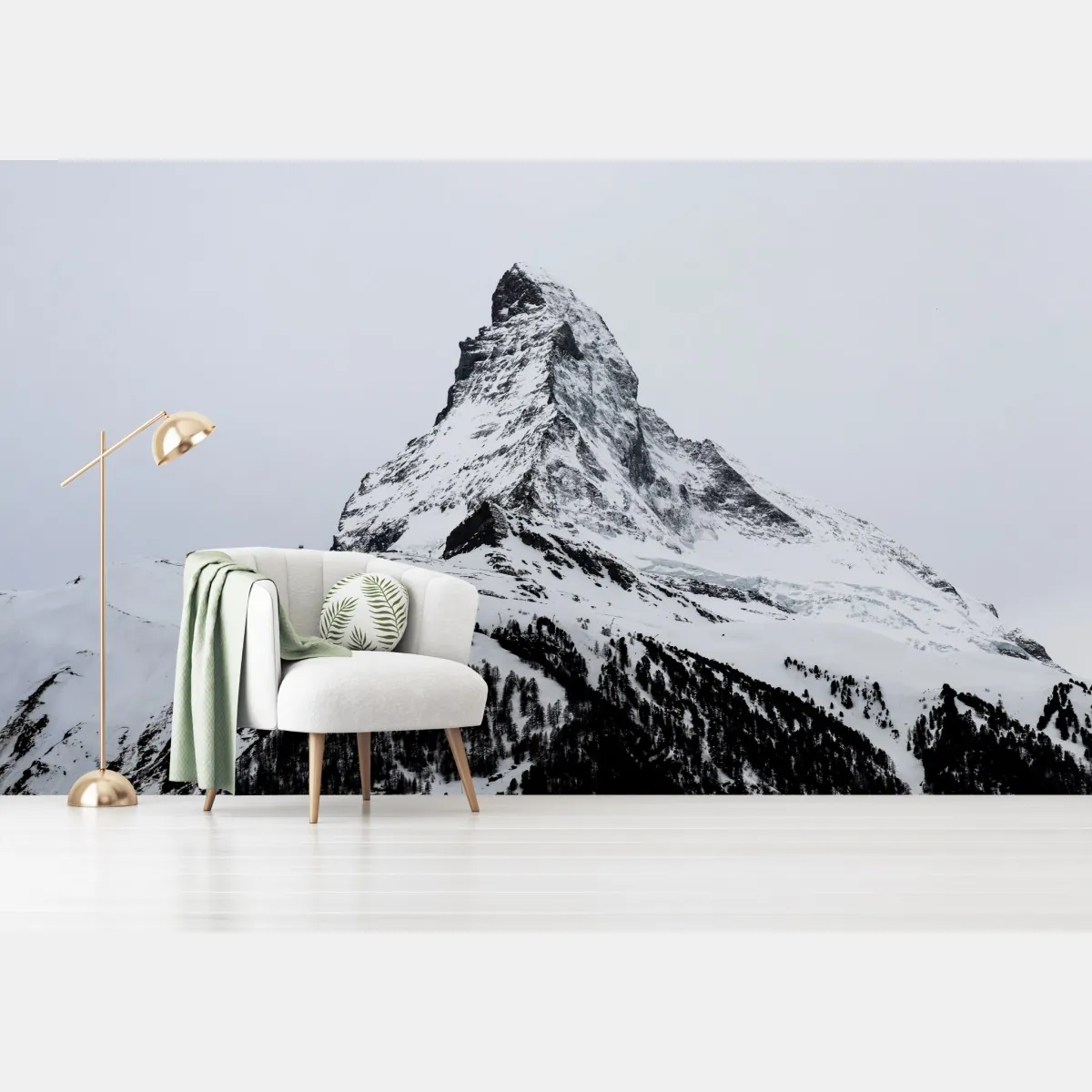 Fototapete einsamer schneebedeckter berggipfel – Wallnifity®
