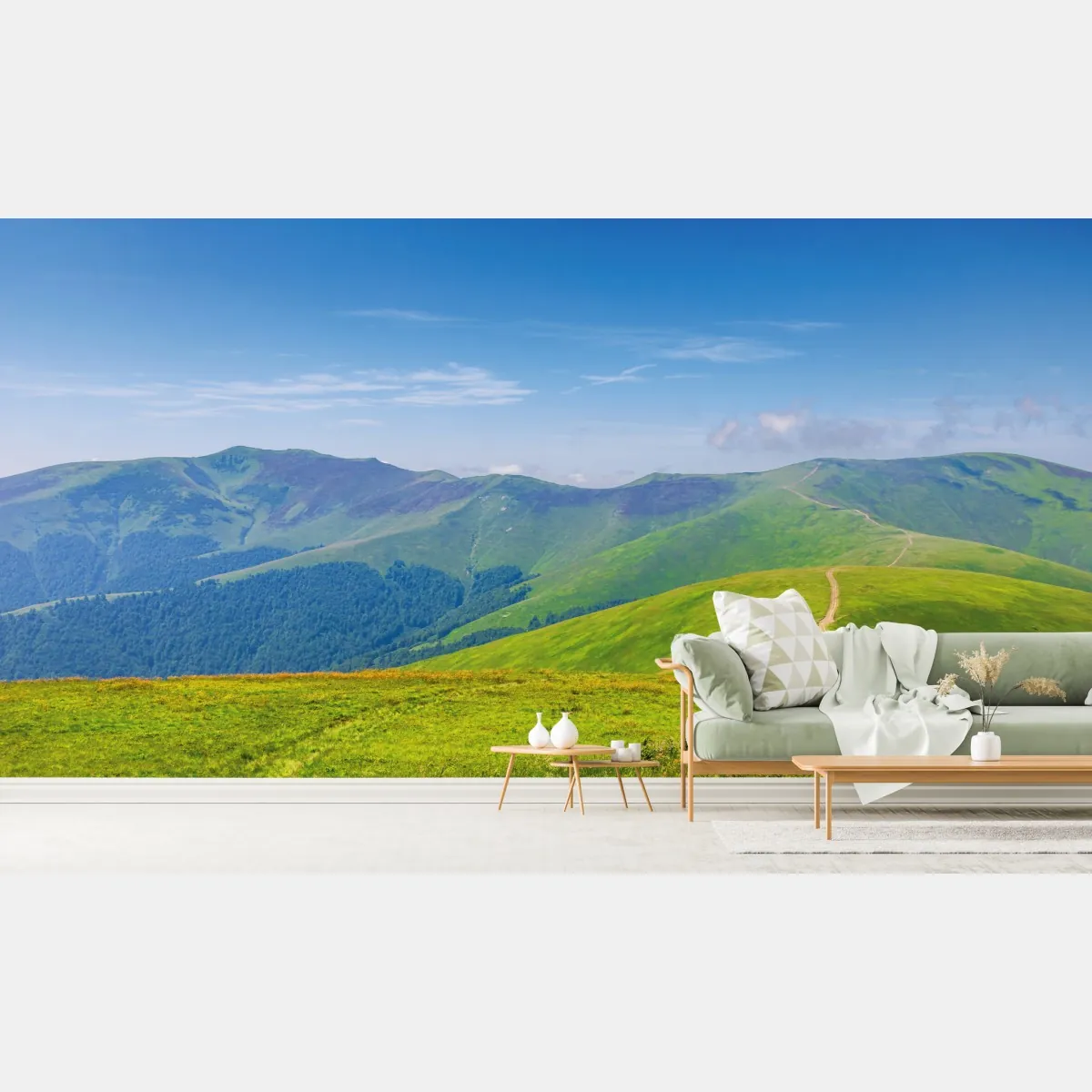 Fototapete sonnige Borzhava-wiese, Transkarpatien, Ukraine – Wallnifity®