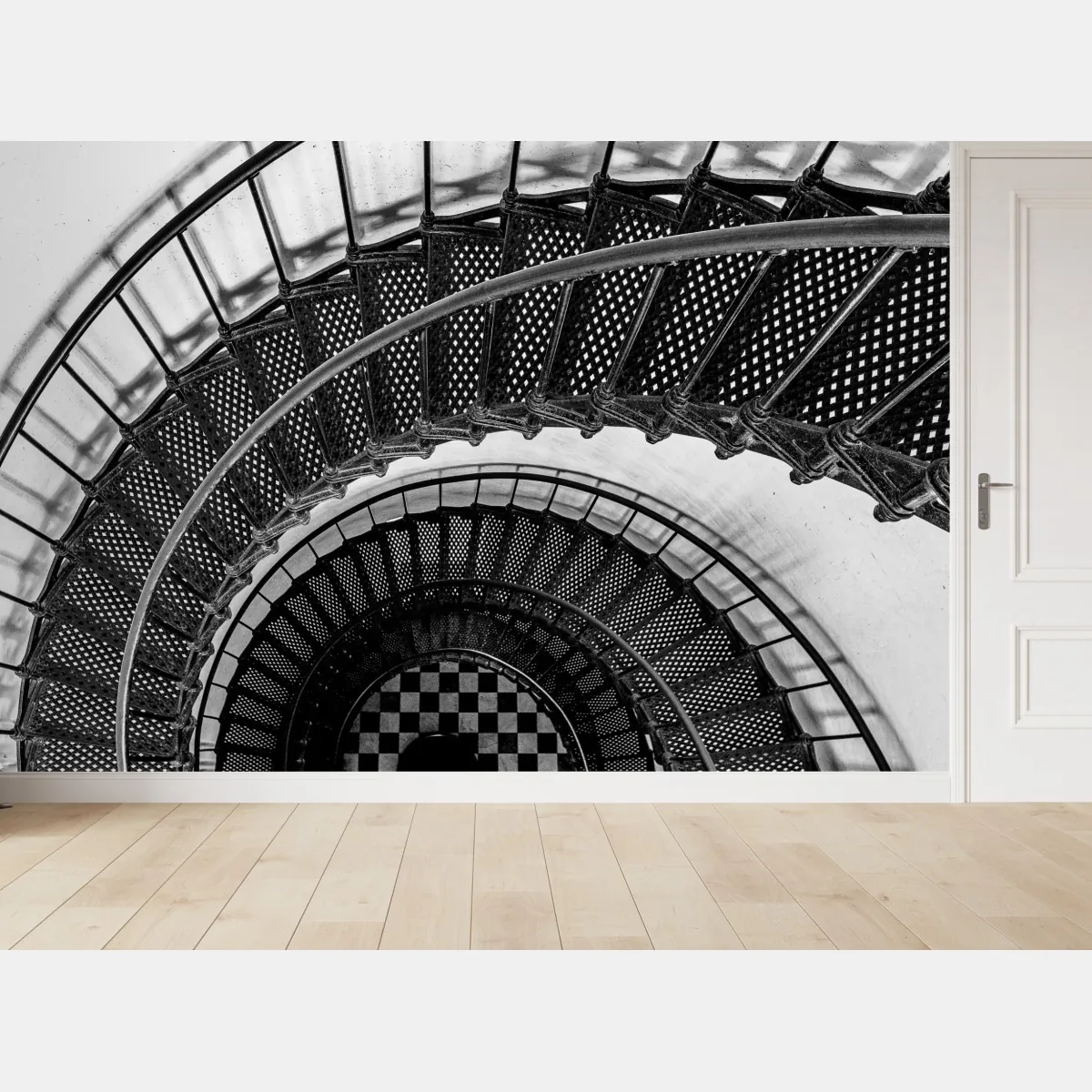 Fototapete wendeltreppe in schwarzweiß – Wallnifity®