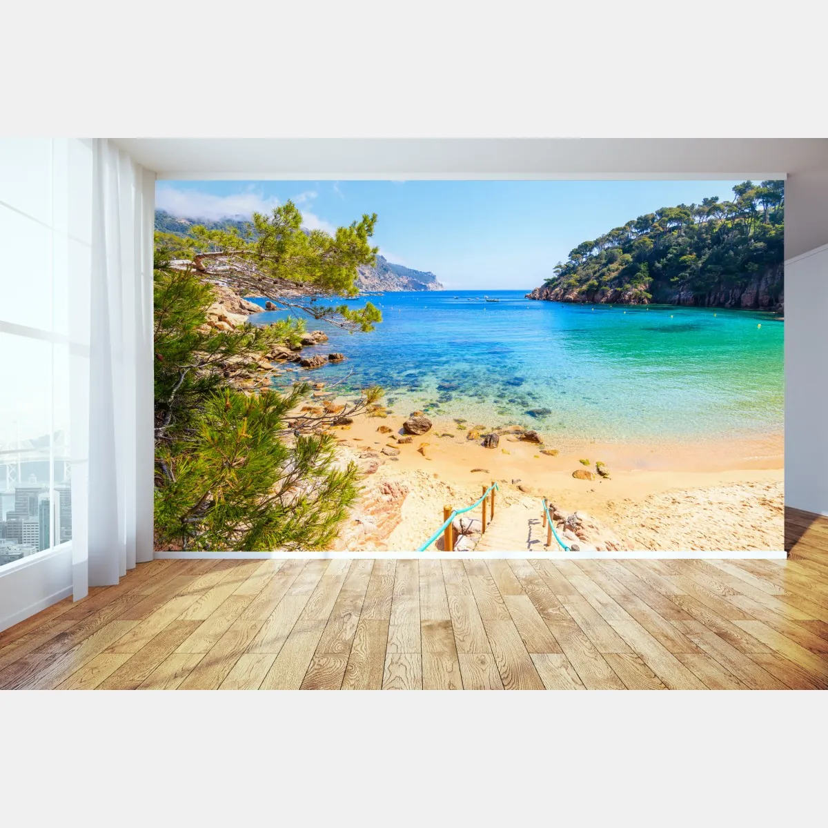 Fototapete stufen zum strand Aiguablava, Costa Brava – Wallnifity®
