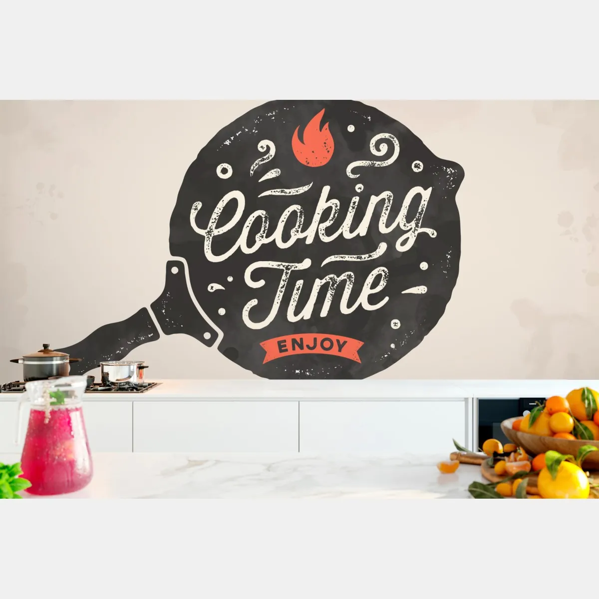 Fototapete cooking time retro küchendekor – Wallnifity®