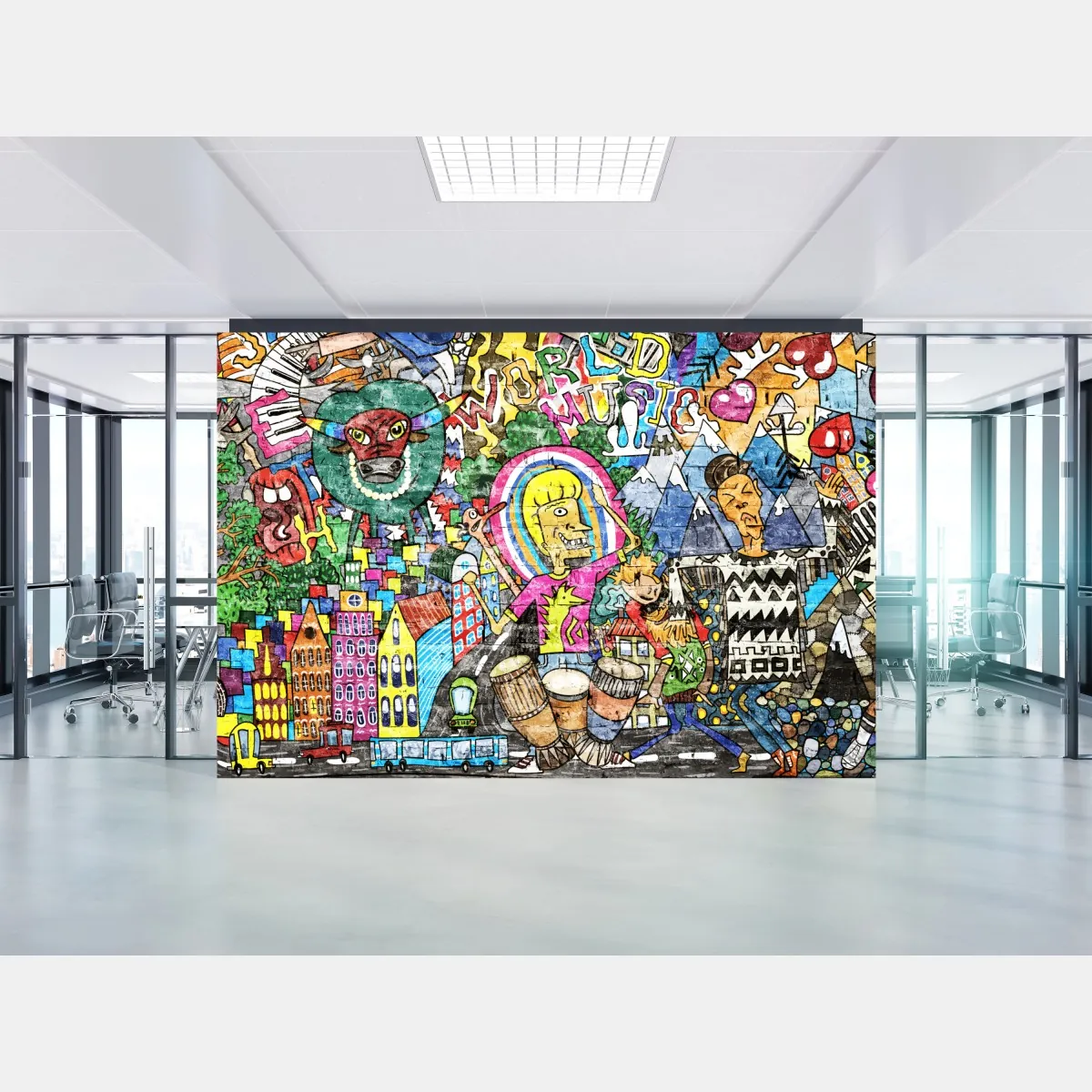 Fototapete farbenfrohes graffiti-wandbild – Wallnifity®