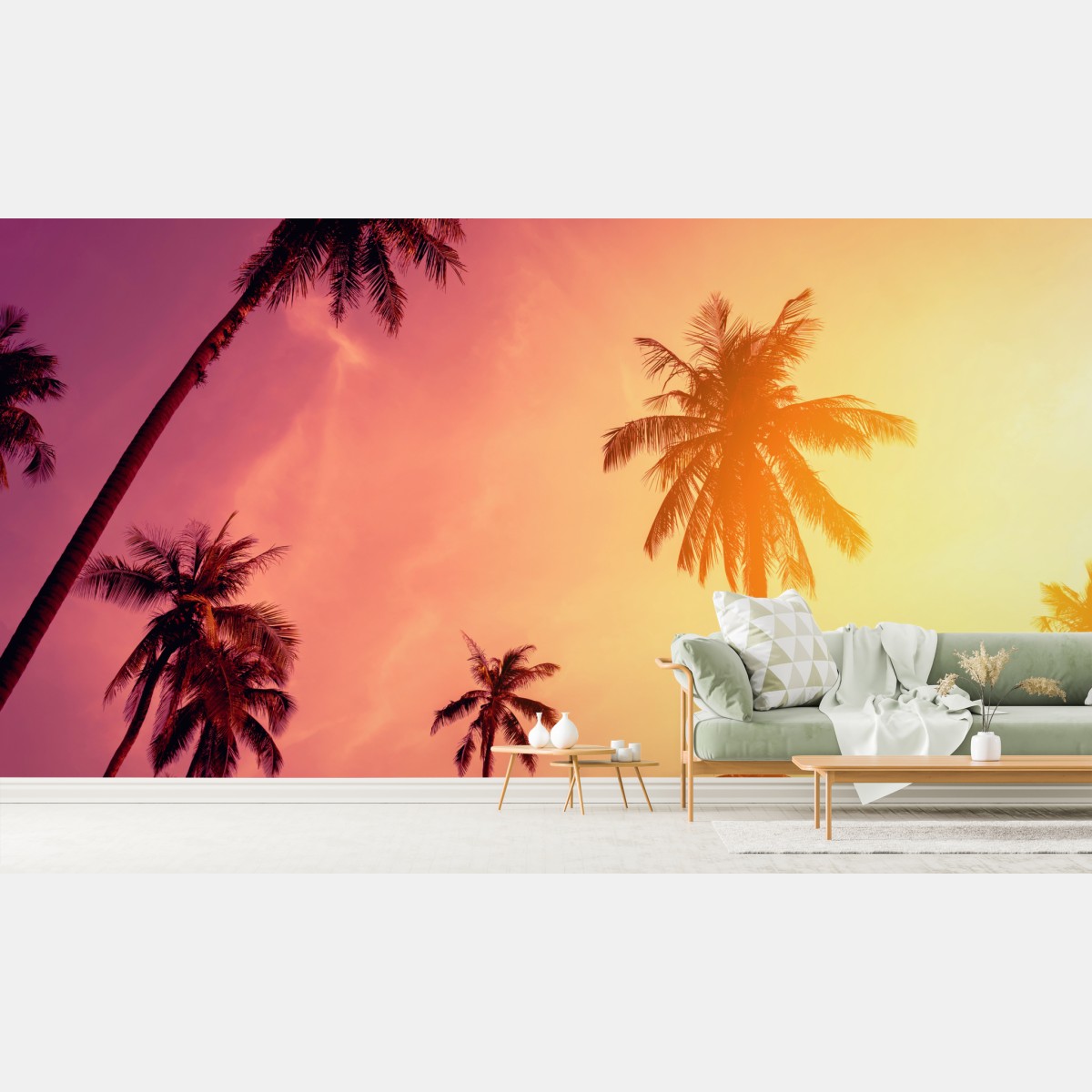 Fototapete tropischer sonnenuntergang mit palmen – Wallnifity®