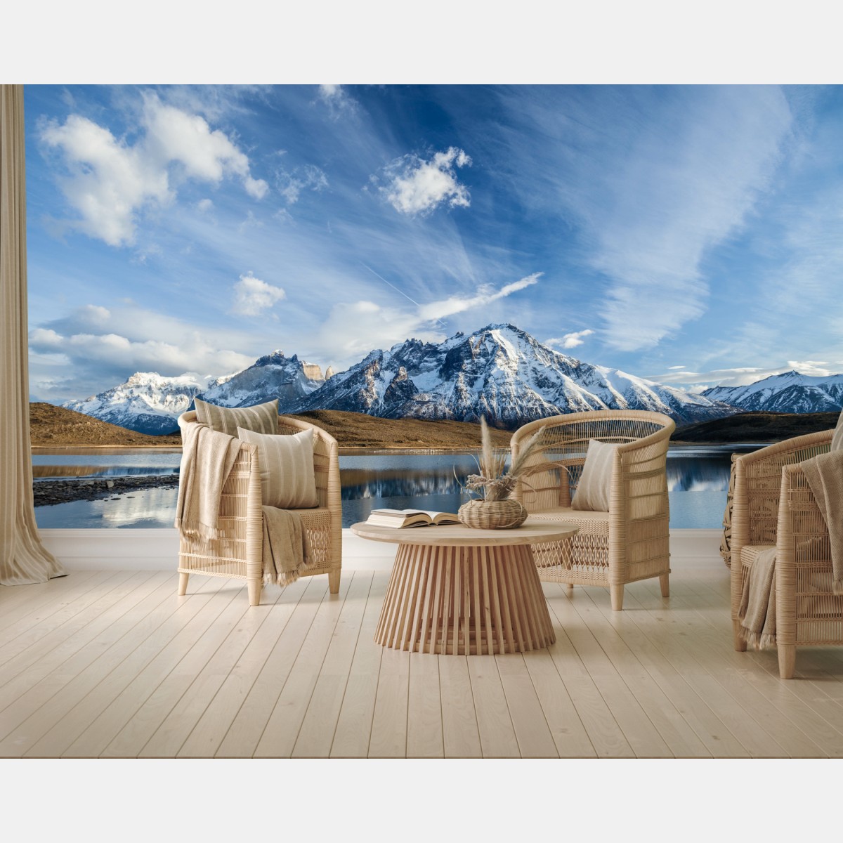 Fototapete bergspiegelungen auf stillem see – Wallnifity®