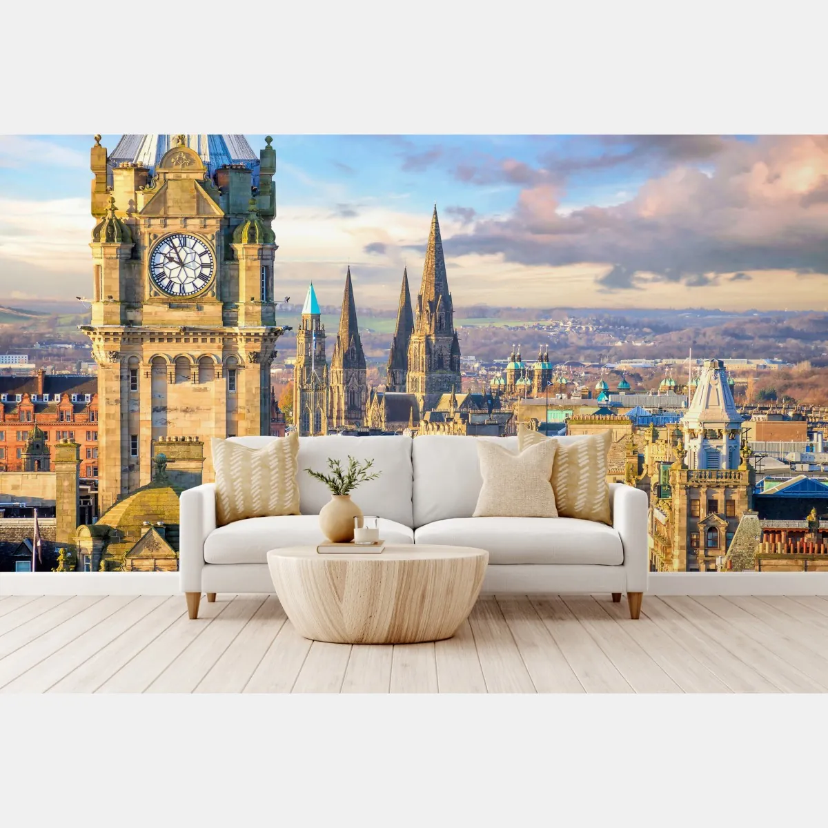 Fototapete Edinburgh skyline mit schloss und uhrturm – Wallnifity®