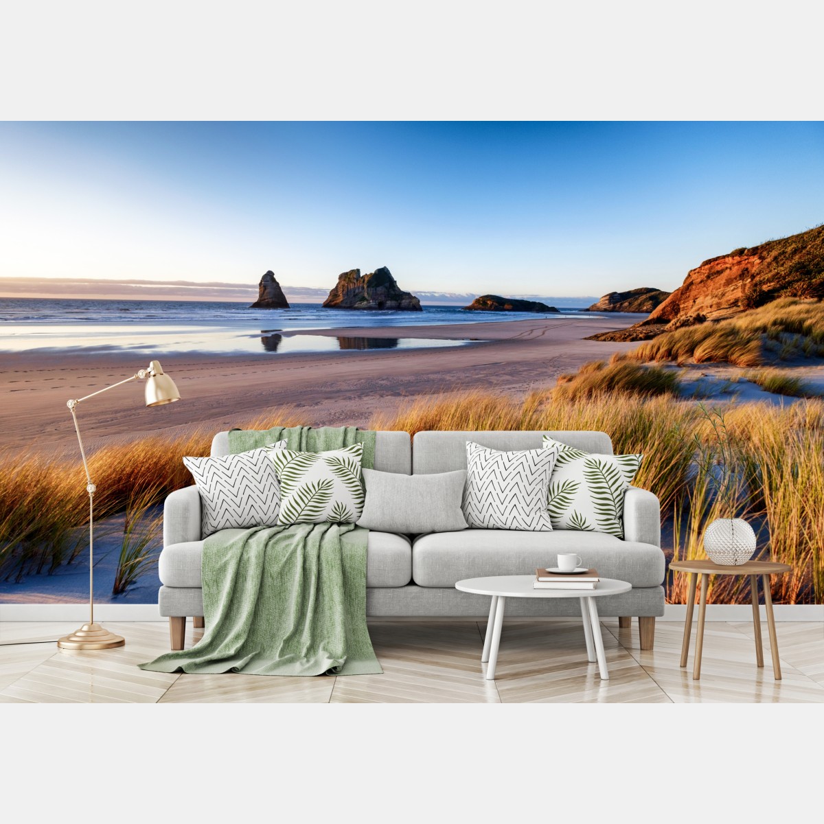Fototapete Wharariki Beach friedliche küstenlandschaft im morgenlicht – Wallnifity®