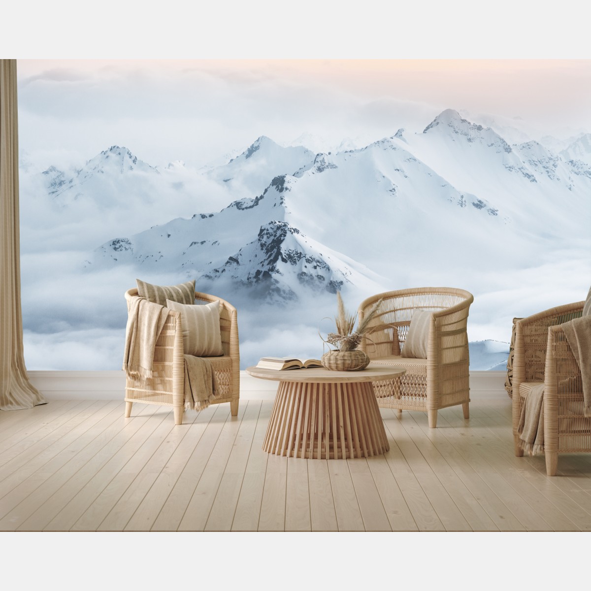 Fototapete verschneite gipfel des Kaukasus im dämmerlicht – Wallnifity®