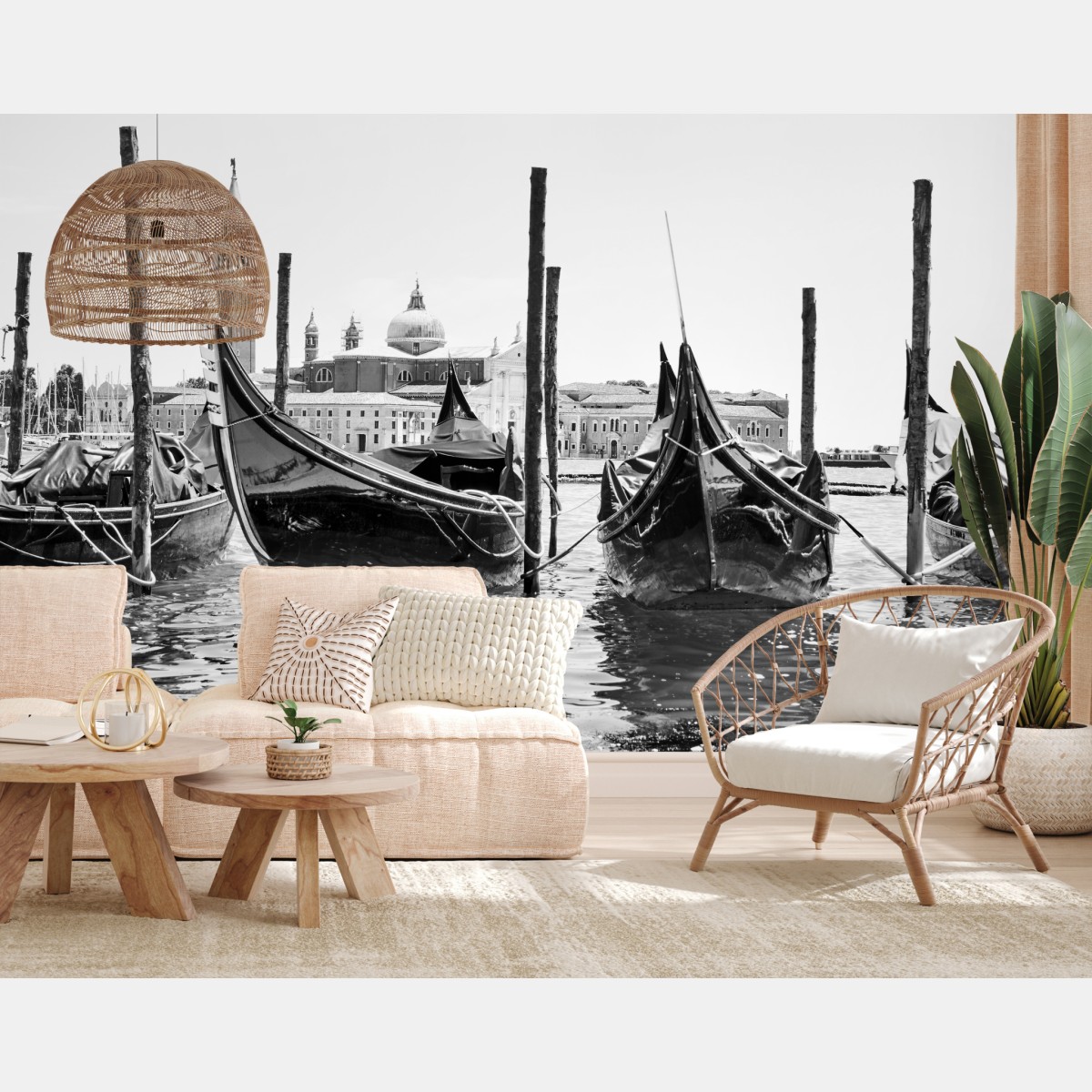 Fototapete vertäute gondeln in Venedig – Wallnifity®