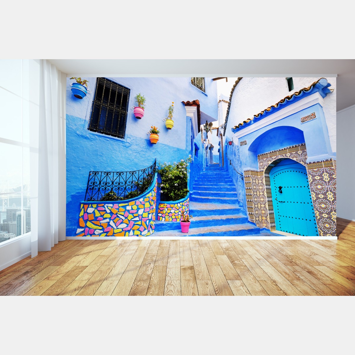 Fototapete blaue gasse in Chefchaouen – Wallnifity®