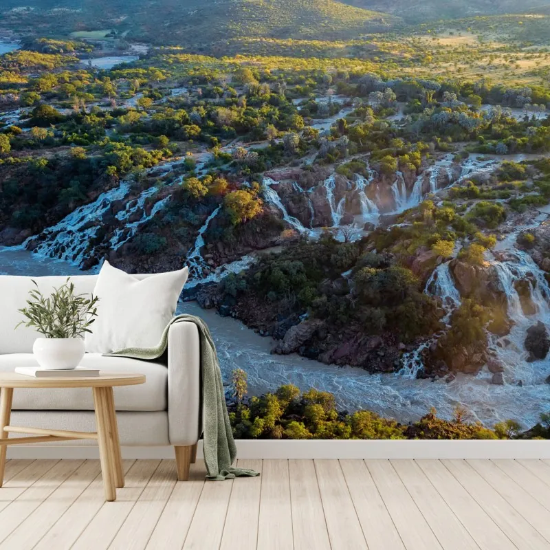 Fototapete sonnenaufgang bei Epupa Falls am Kunene