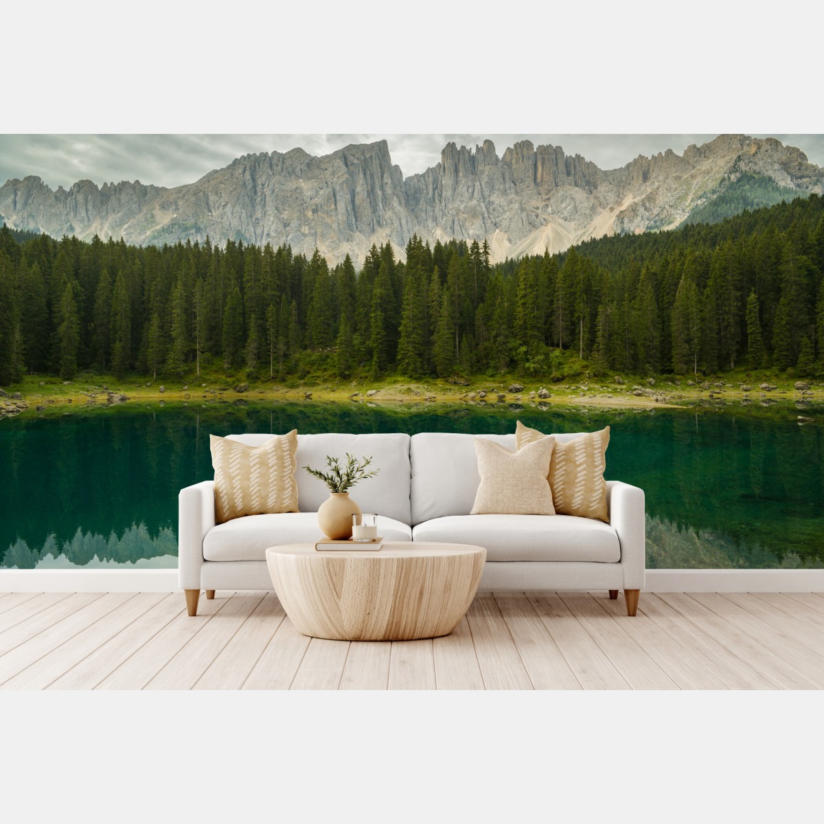 Fototapete ruhige spiegelung am Lago di Carezza, Dolomiten – Wallnifity®