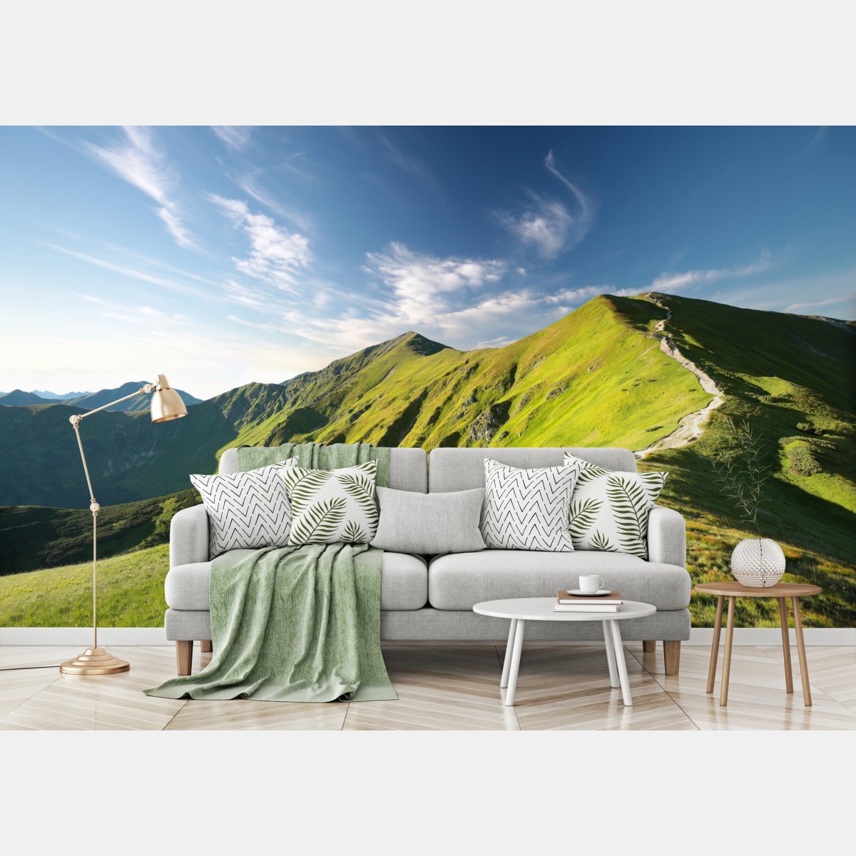 Fototapete sonnenbeschienener berggrat mit pfad – Wallnifity®