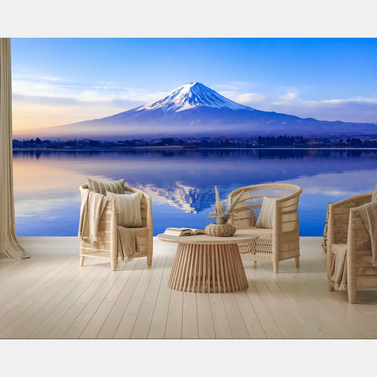 Fototapete Mount Fuji morgendliche reflexion über ruhigem see – Wallnifity®
