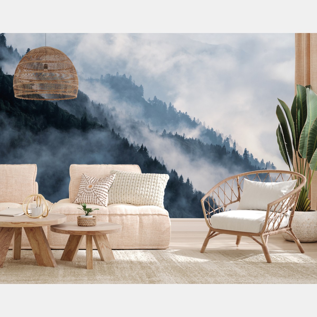 Fototapete nebelverhangene bergkämme – Wallnifity®