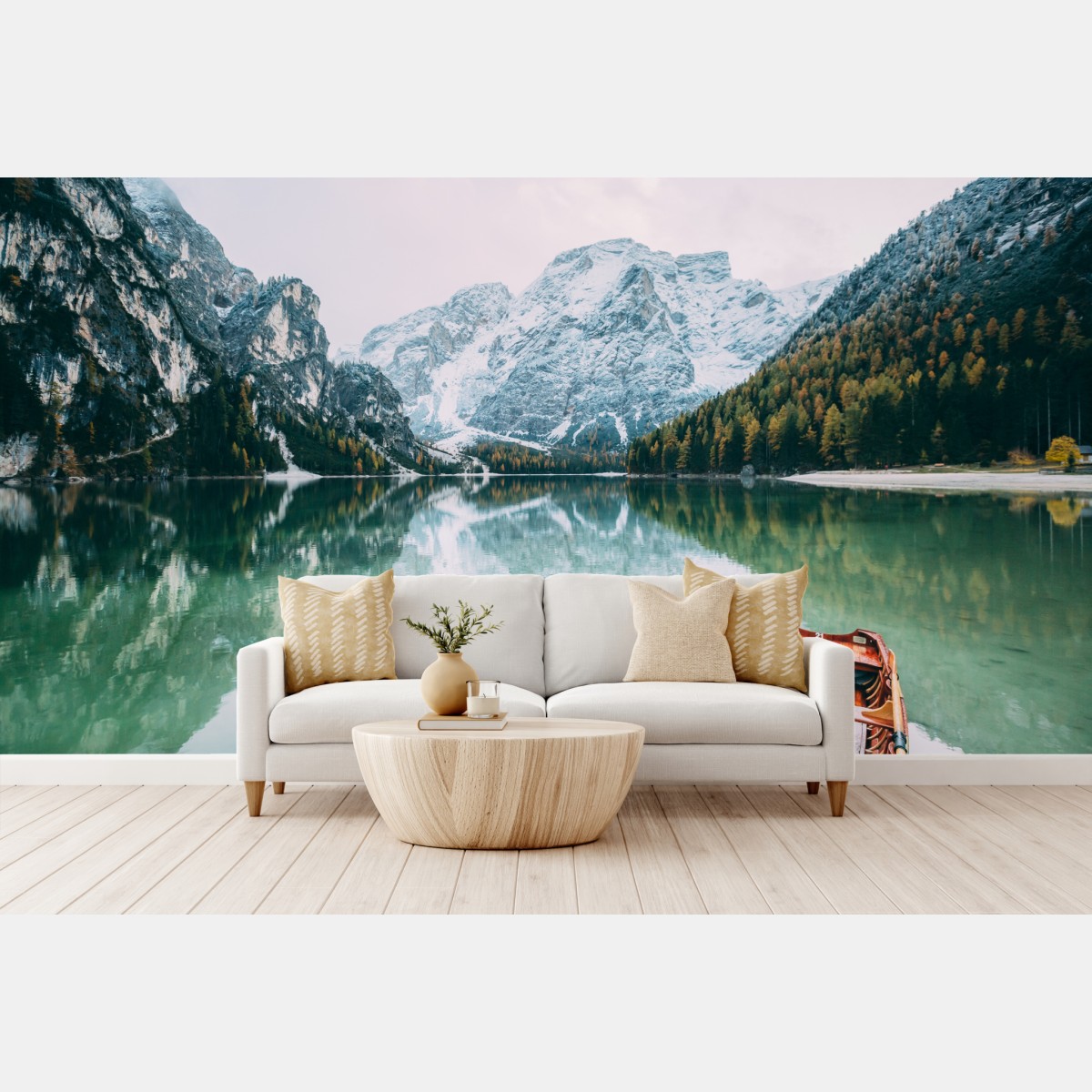 Fototapete ruhige spiegelungen am Pragser Wildsee – Wallnifity®