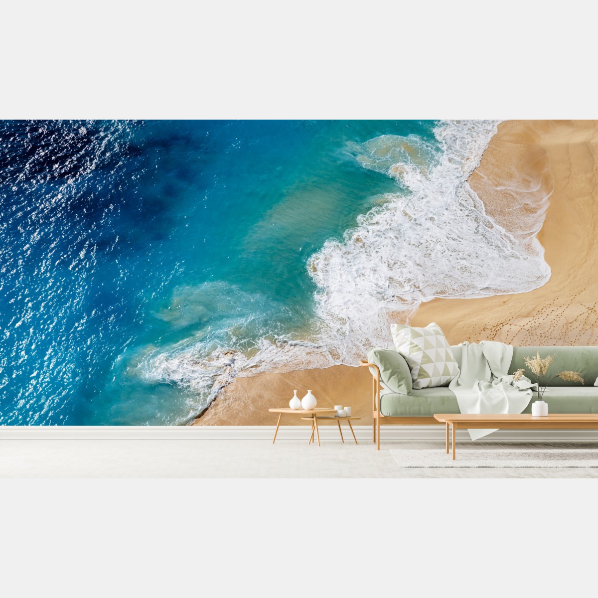 Fototapete luftaufnahme türkisfarbener strand – Wallnifity®