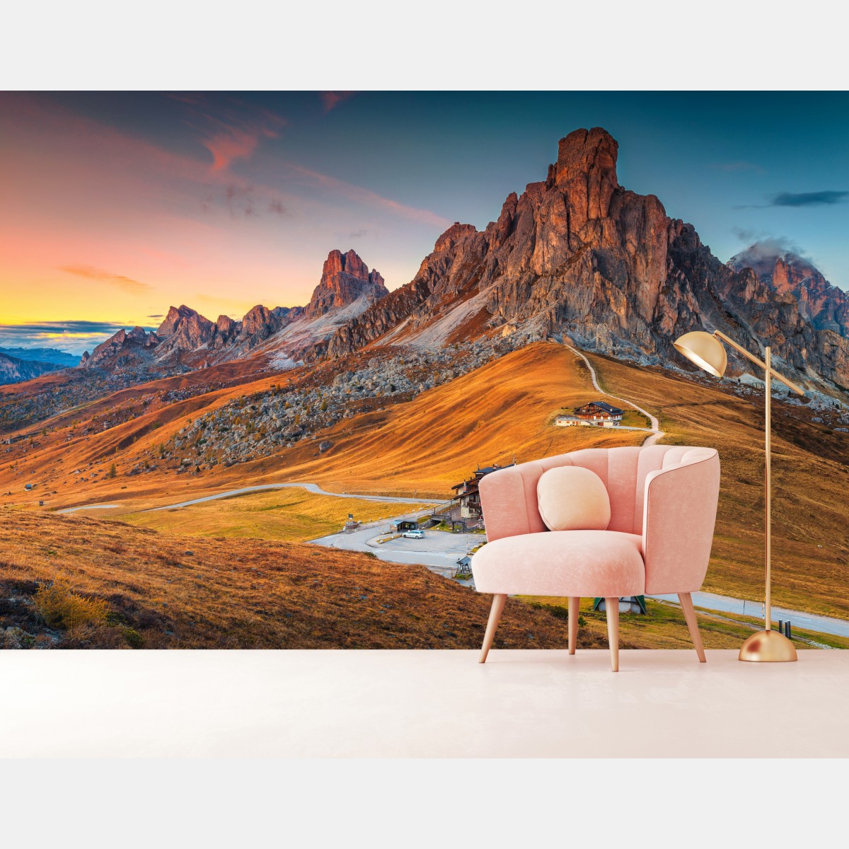 Fototapete sonnenuntergang über Passo Giau, Dolomiten – Wallnifity®