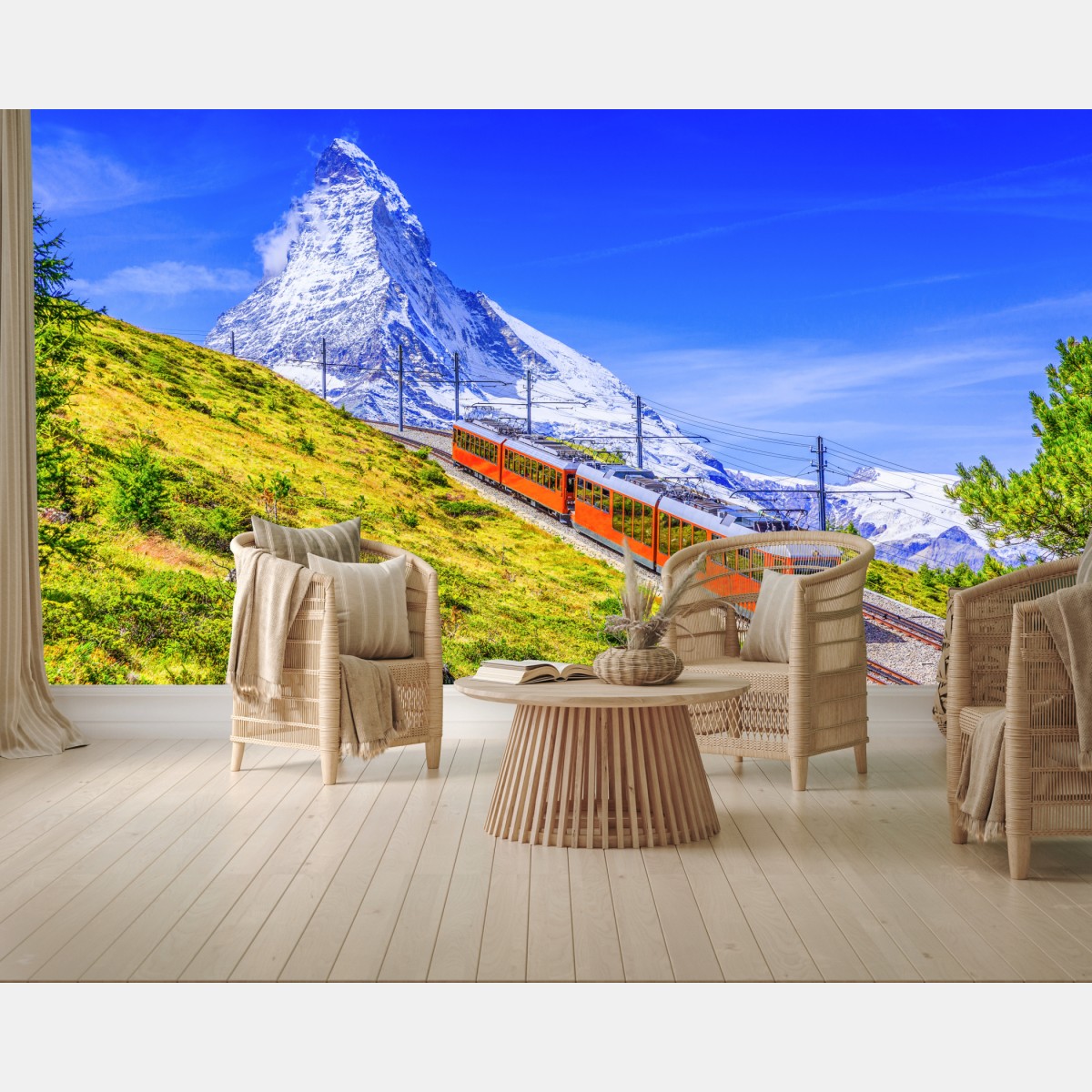 Fototapete Gornergrat zug vor dem Matterhorn – Wallnifity®