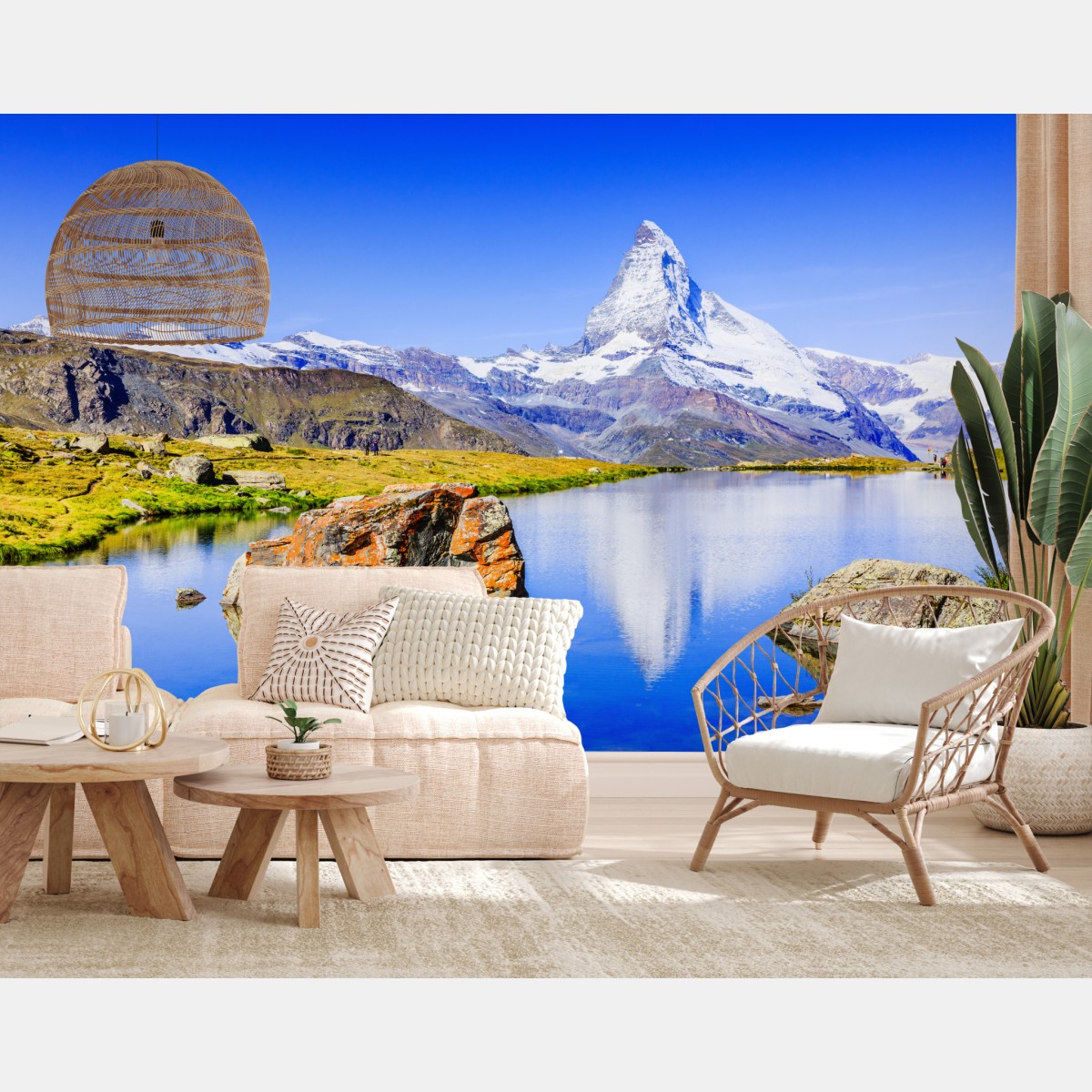 Fototapete Matterhorn spiegelung am Stellisee, Zermatt – Wallnifity®