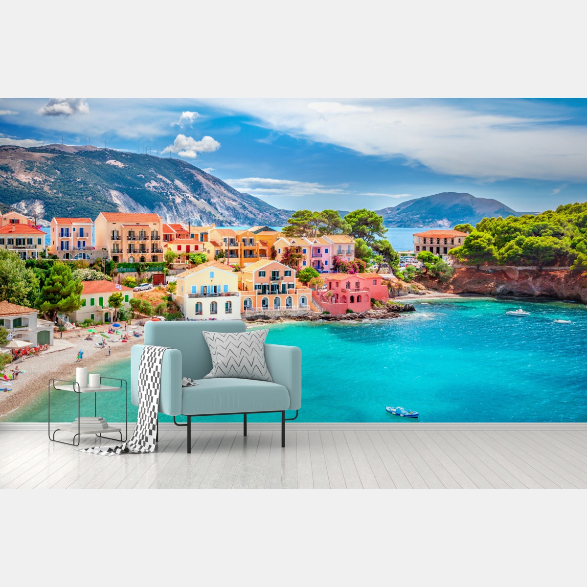Fototapete Assos küstenblick, Kefalonia – Wallnifity®