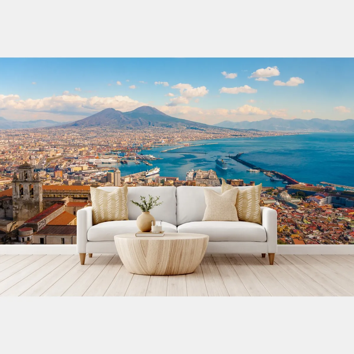 Fototapete panorama von Neapel mit dem Vesuv – Wallnifity®