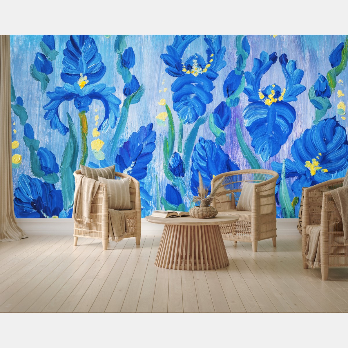 Fototapete lebendiger blauer iris-bund – Wallnifity®