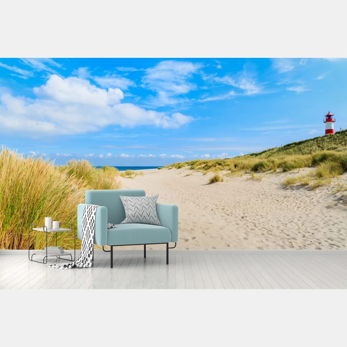Fototapete ruhige dünen Sylt mit leuchtturm – Wallnifity®
